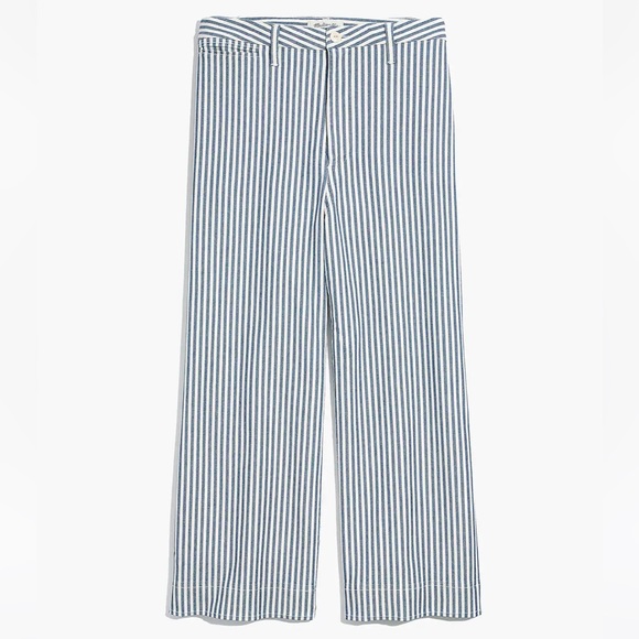 Madewell emmett wide-leg crop pants in herringbone railroad stripe - Picture 5 of 7